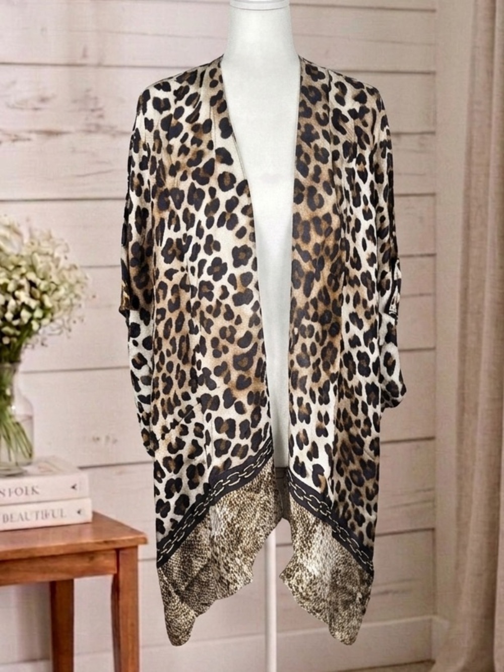 Chico’s Leopard Fusion Ruana Animal Print Rayon NWT $89